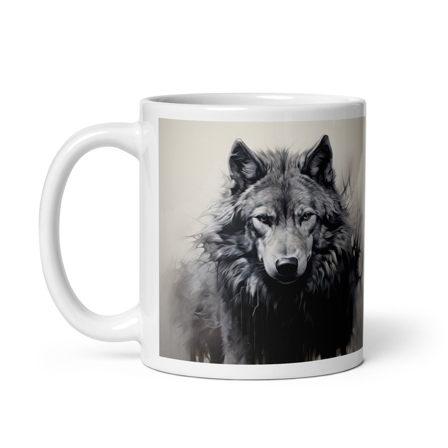 White glossy mug - Wolf 1