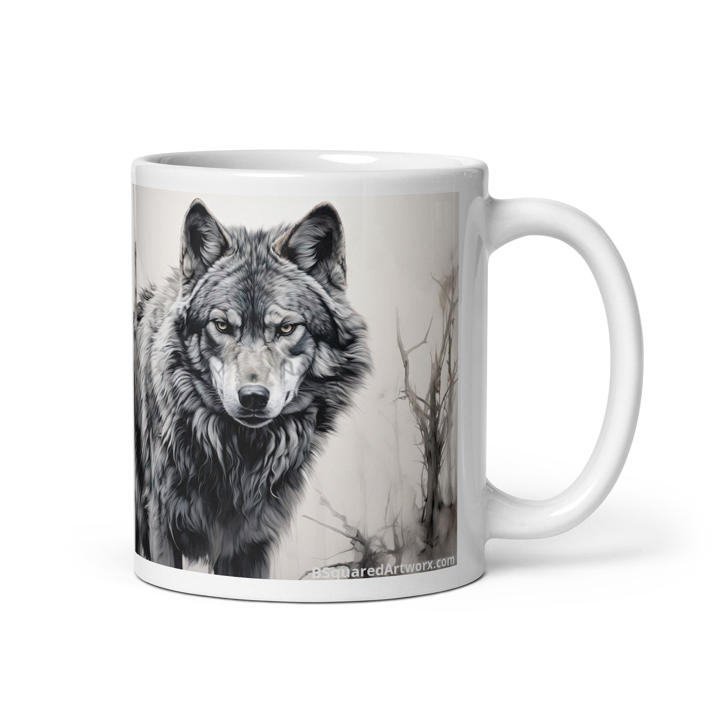 White glossy mug - Wolf 1