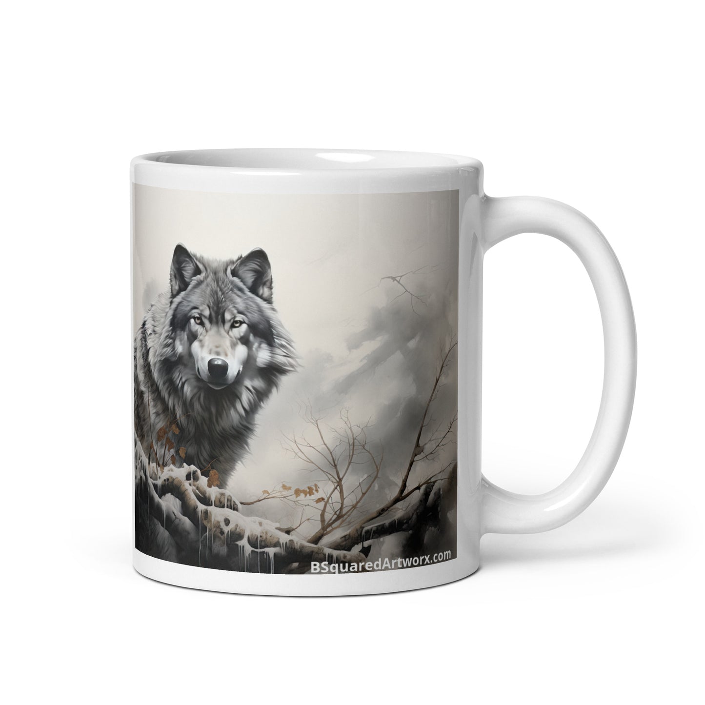 White glossy mug - Wolf 2