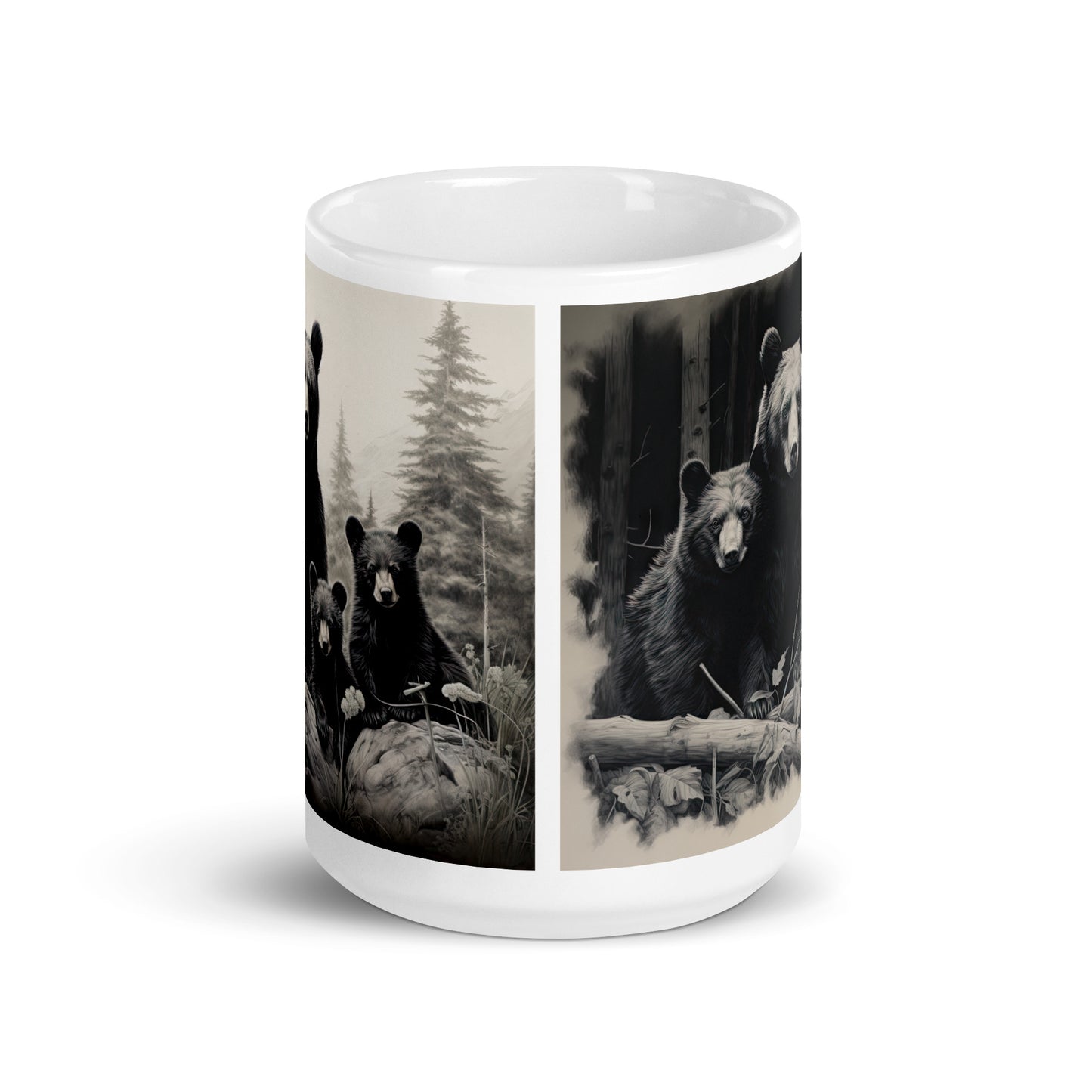White glossy mug - Bear with Cubs 1