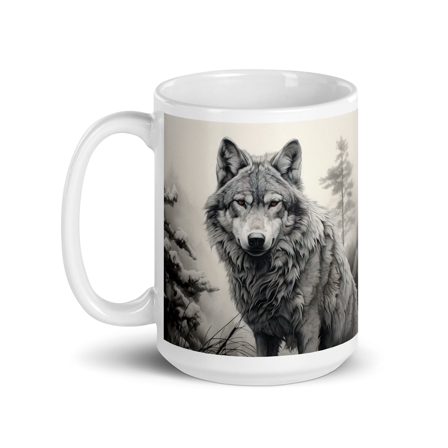 White glossy mug - Wolf 2