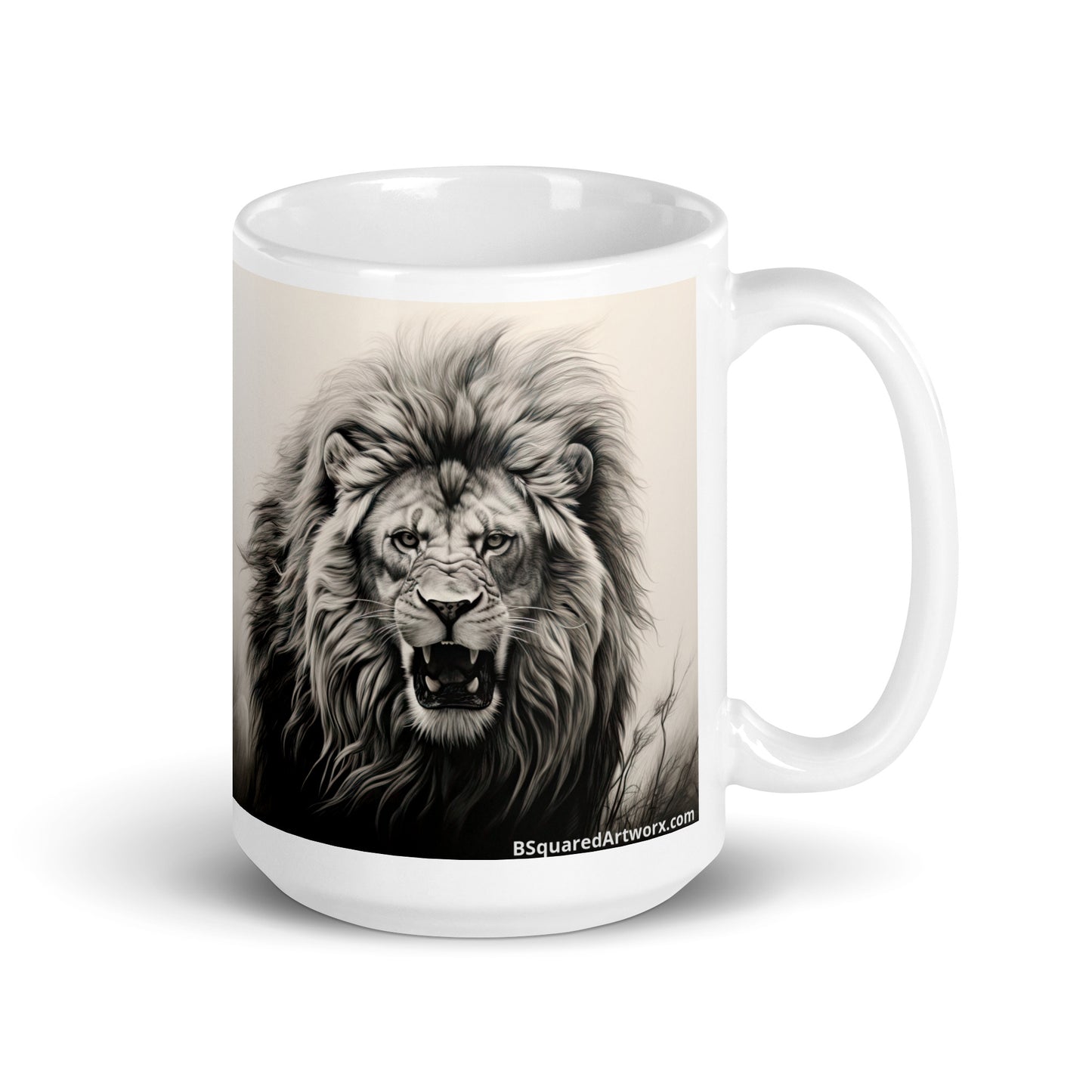 White glossy mug - Lion 1