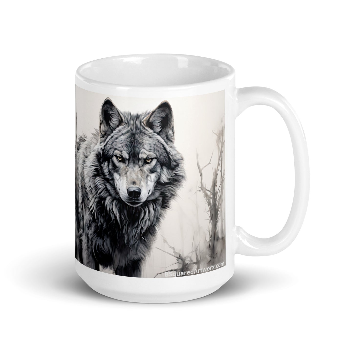 White glossy mug - Wolf 1
