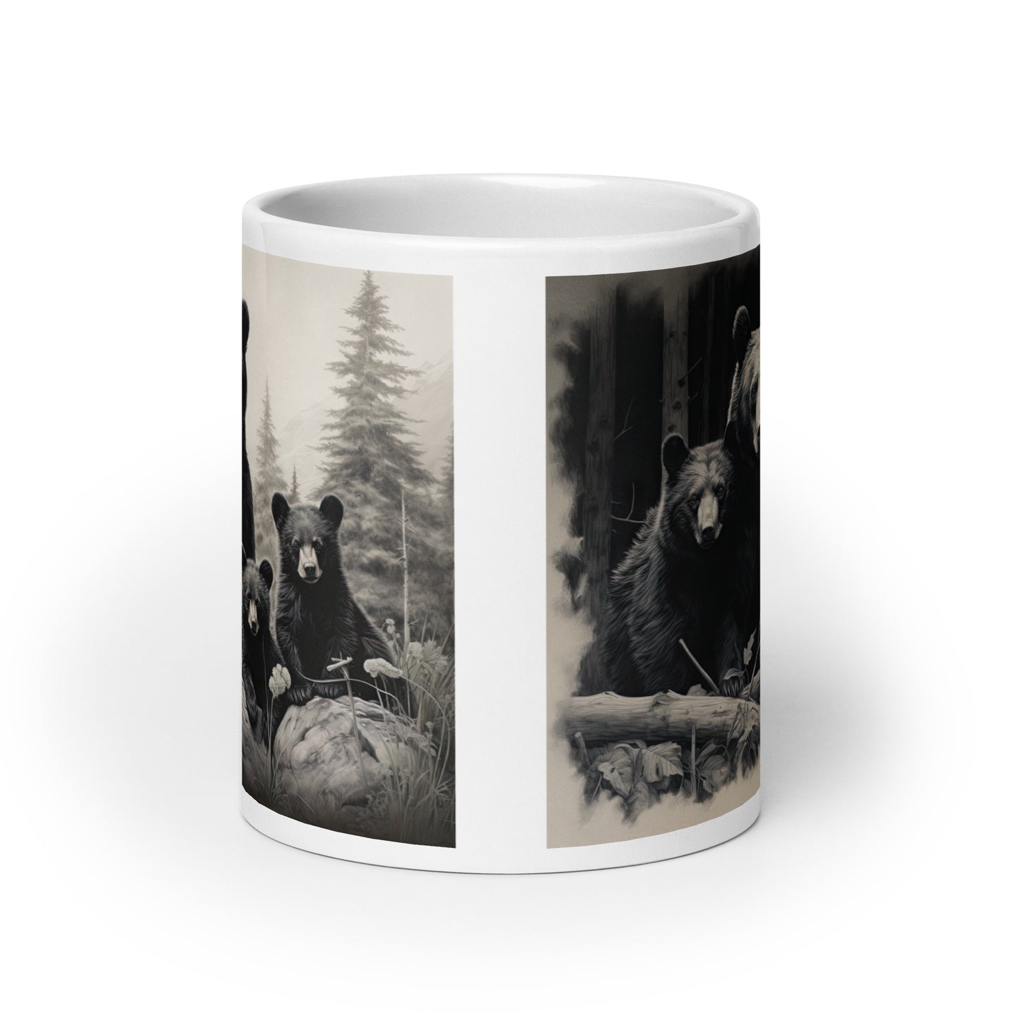 White glossy mug - Bear with Cubs 1