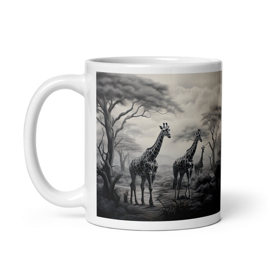 White glossy mug - Giraffe 1