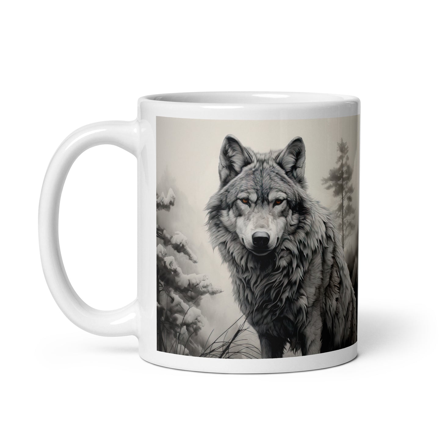 White glossy mug - Wolf 2