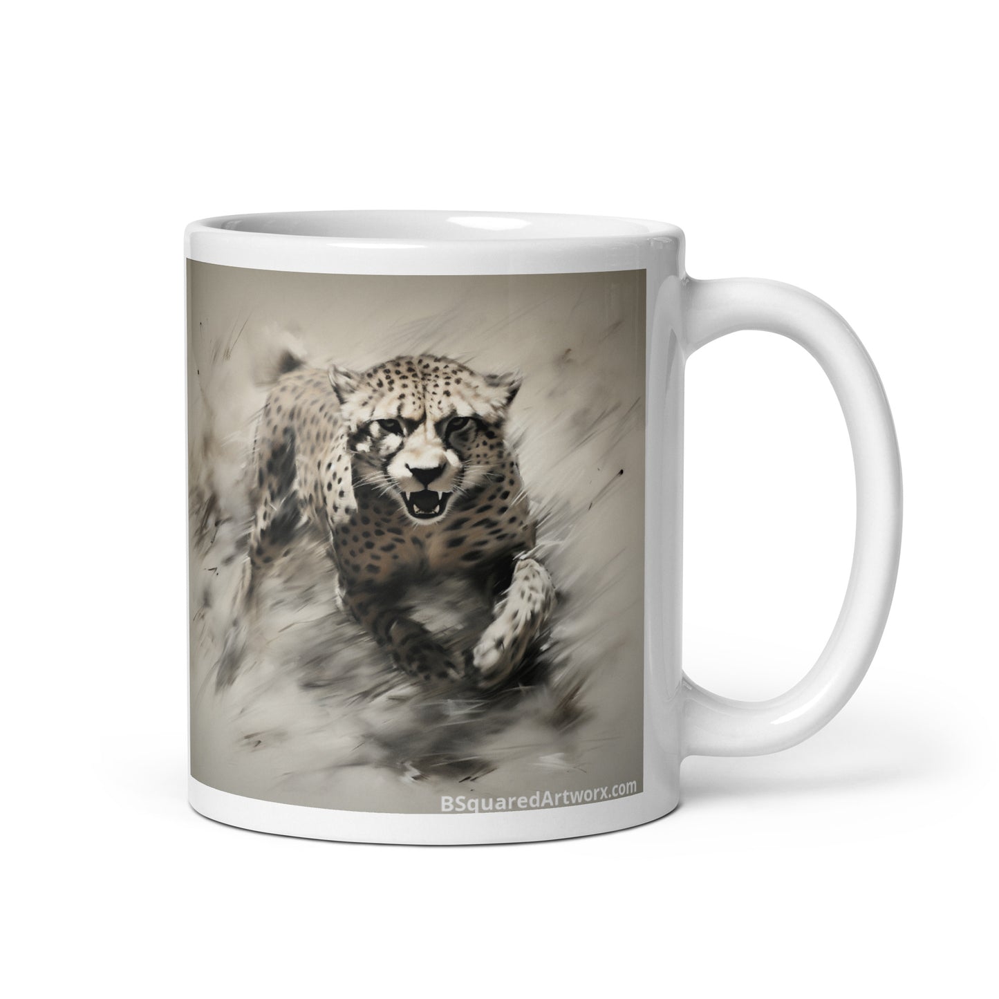 White glossy mug - Cheetah 1