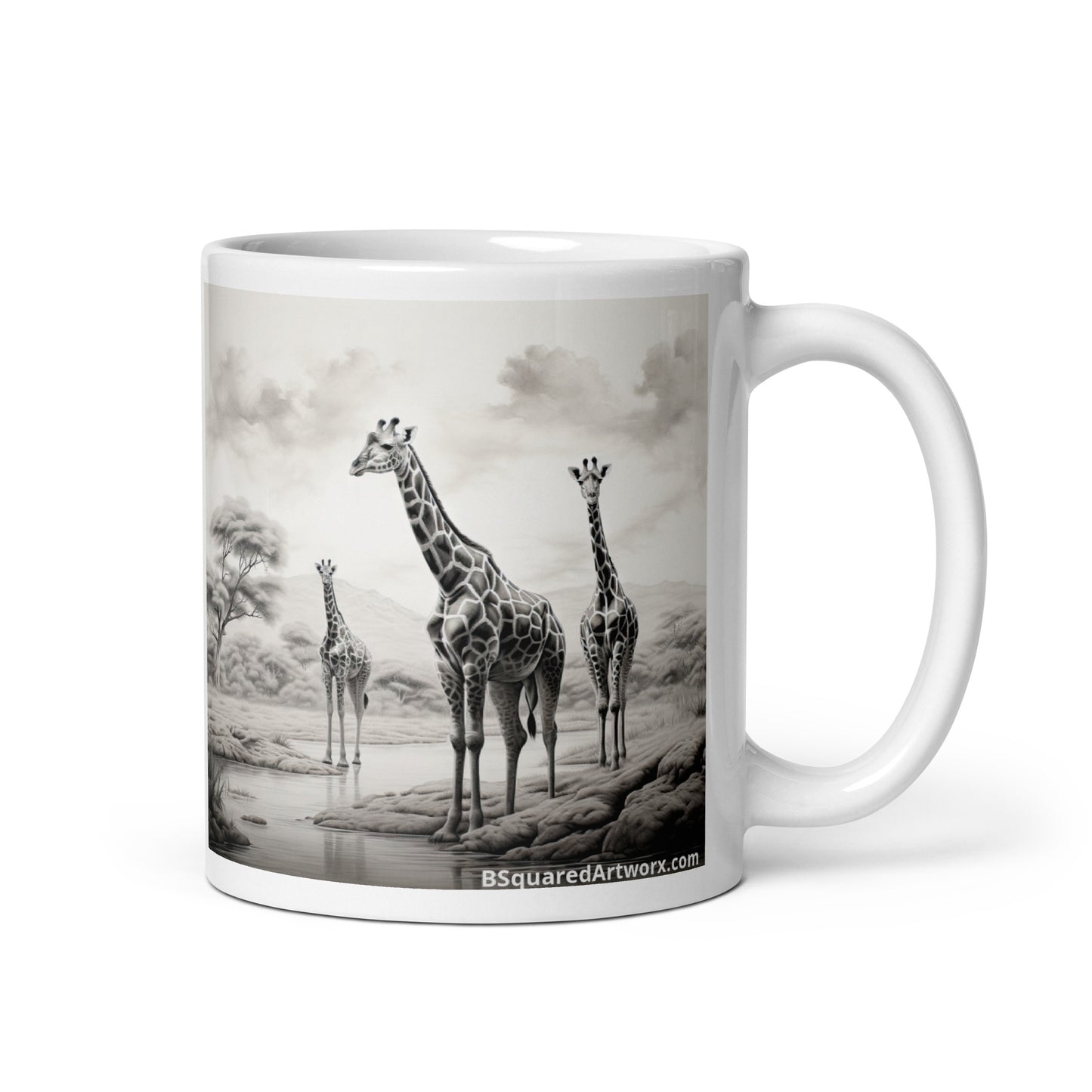 White glossy mug - Giraffe 1