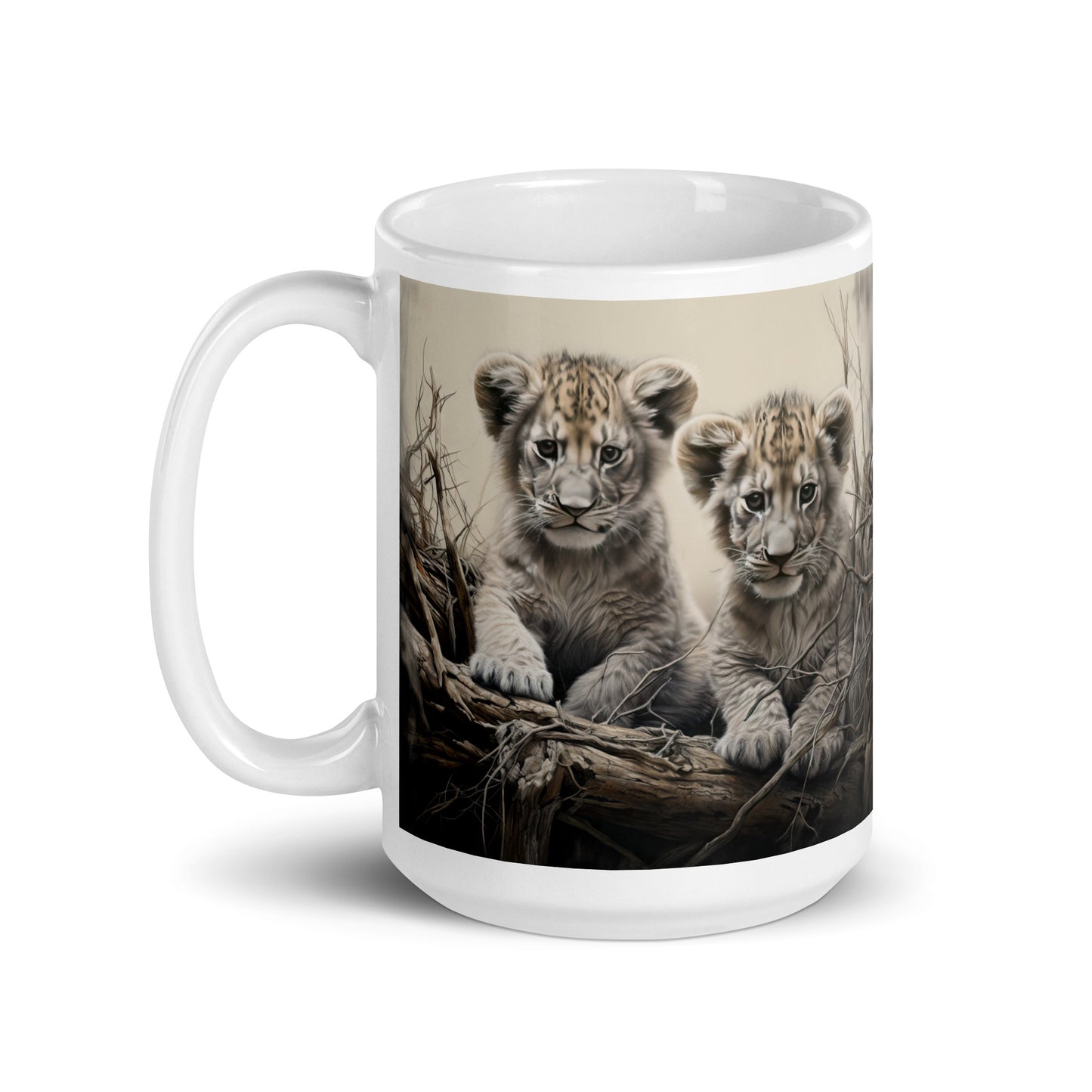 White glossy mug - Lion Cubs 1