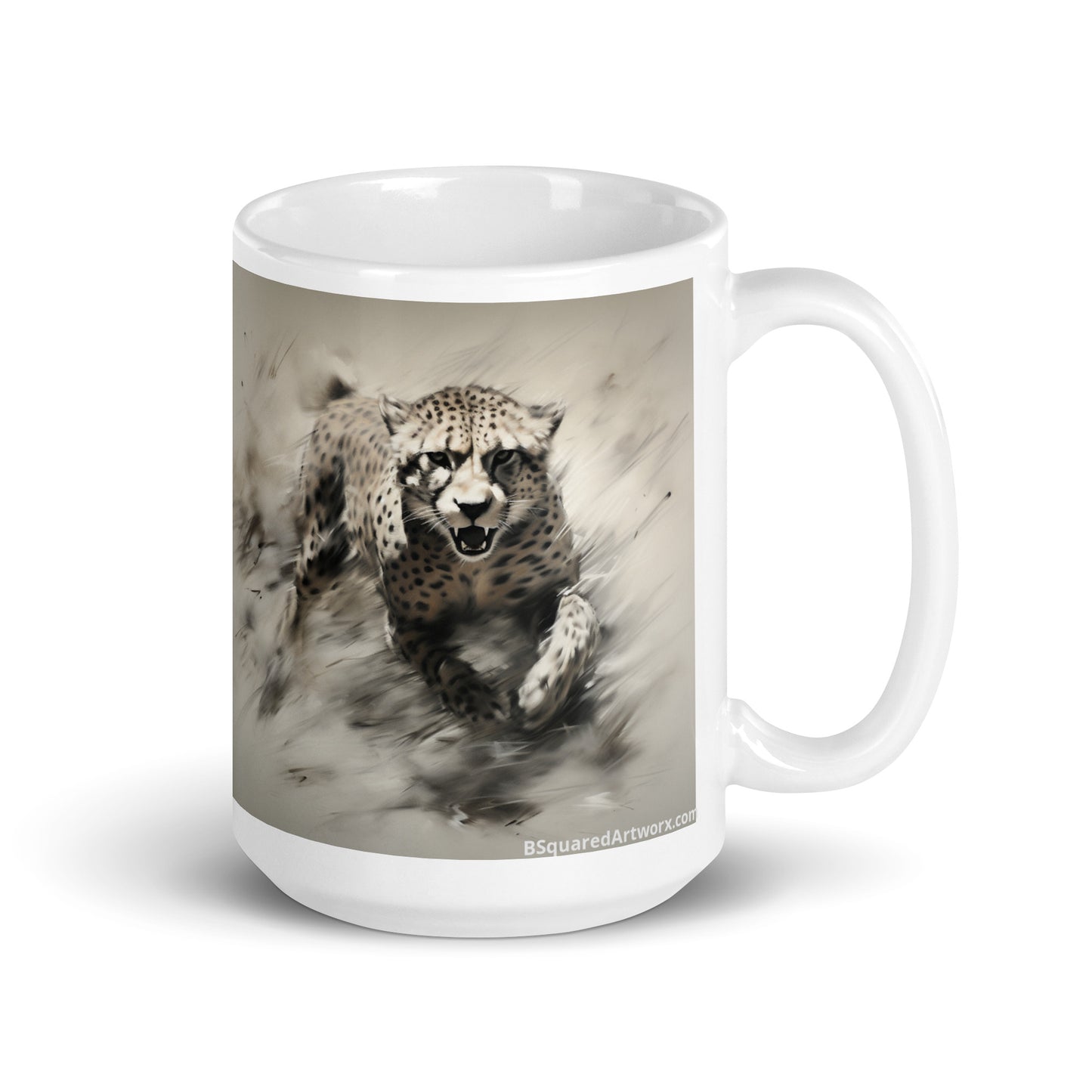 White glossy mug - Cheetah 1