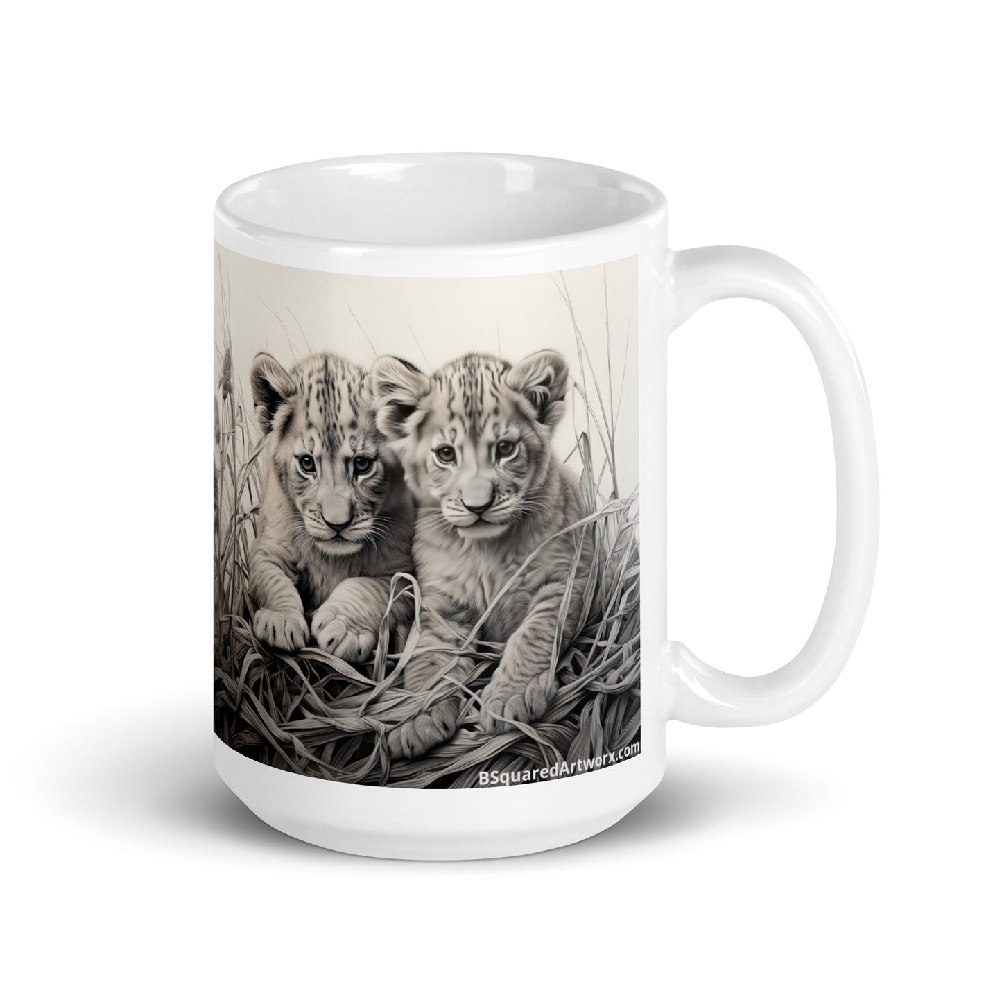 White glossy mug - Lion Cubs 1