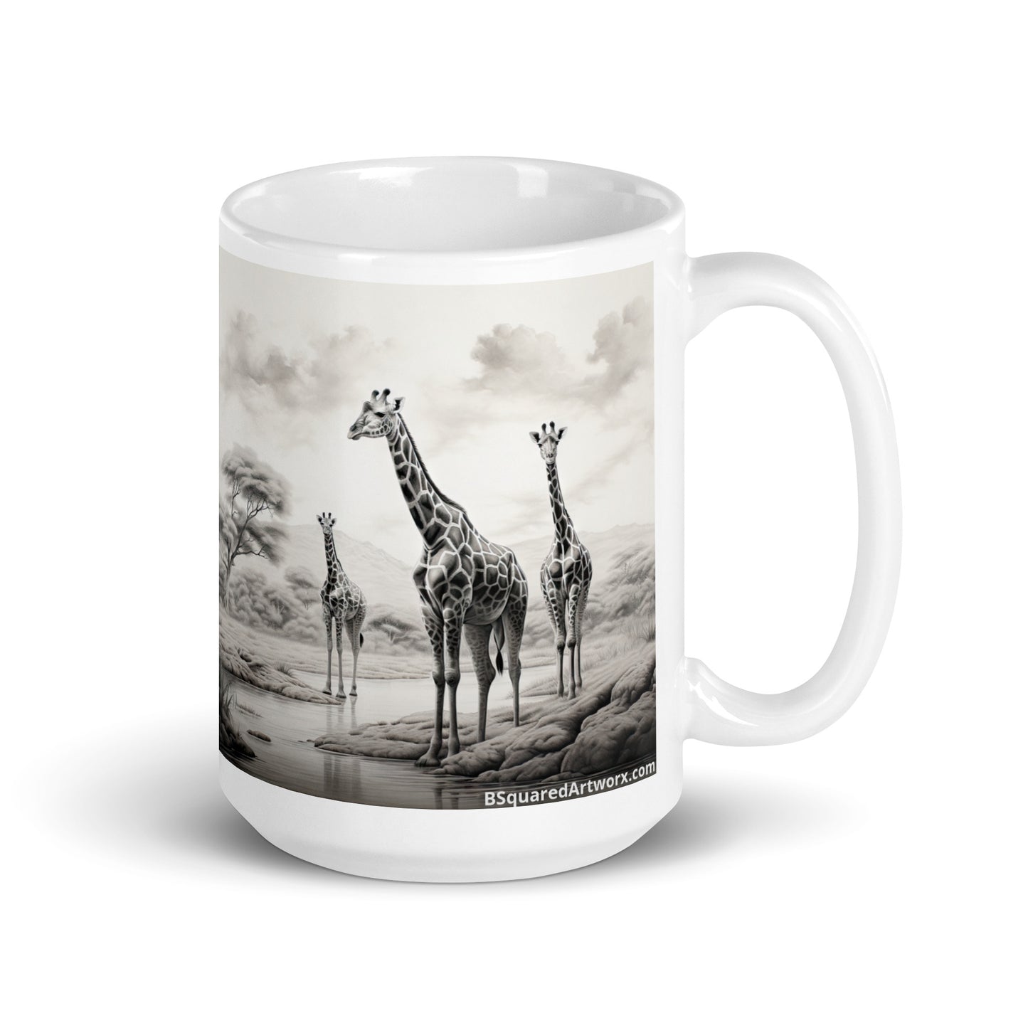 White glossy mug - Giraffe 1