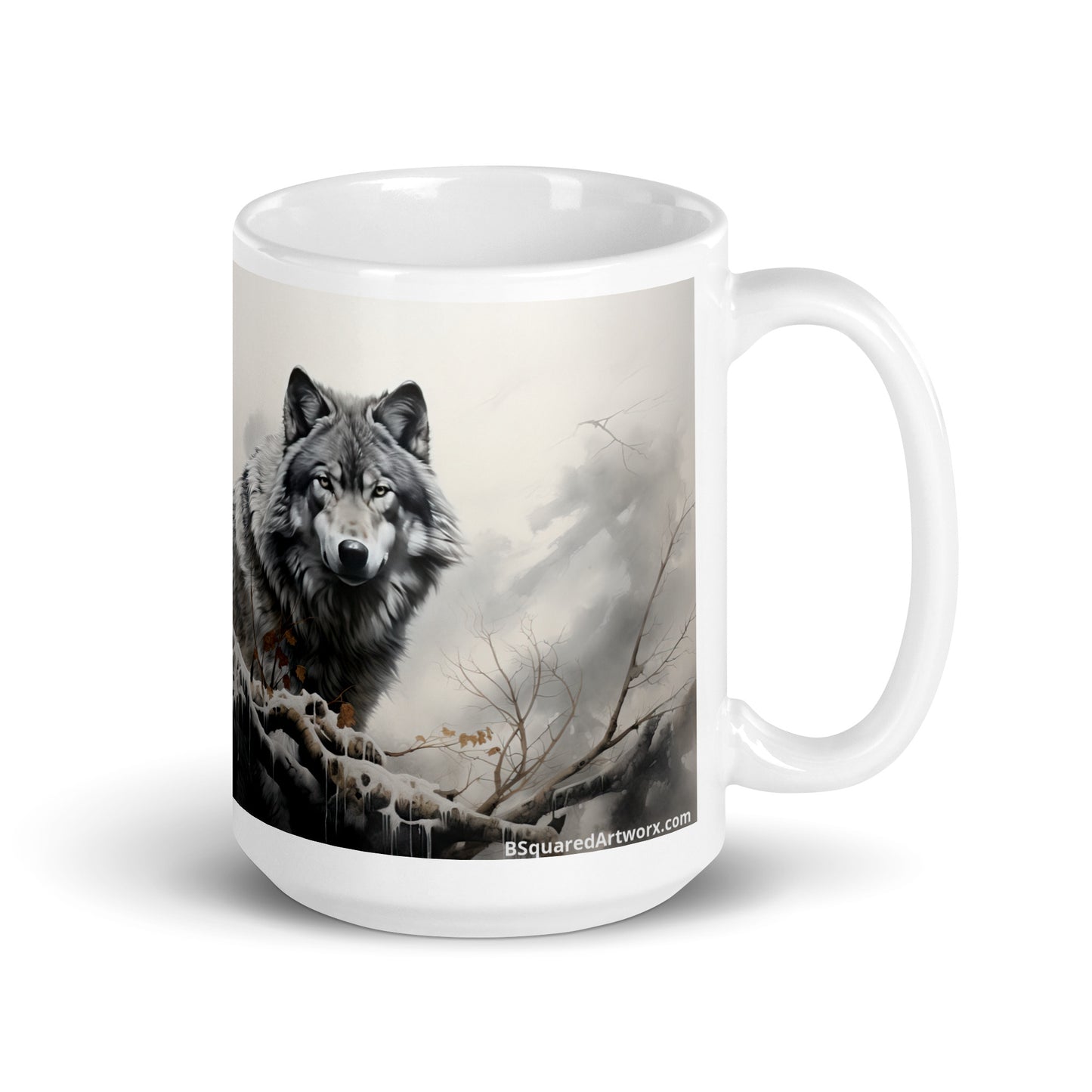 White glossy mug - Wolf 2