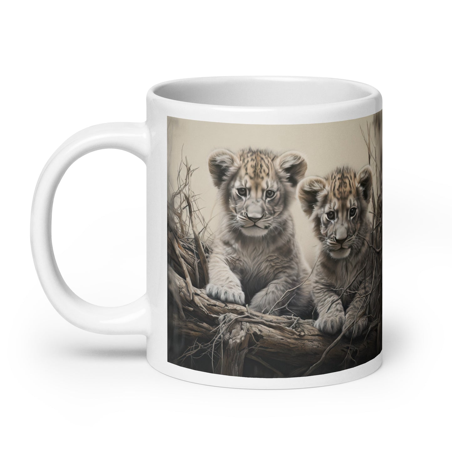 White glossy mug - Lion Cubs 1