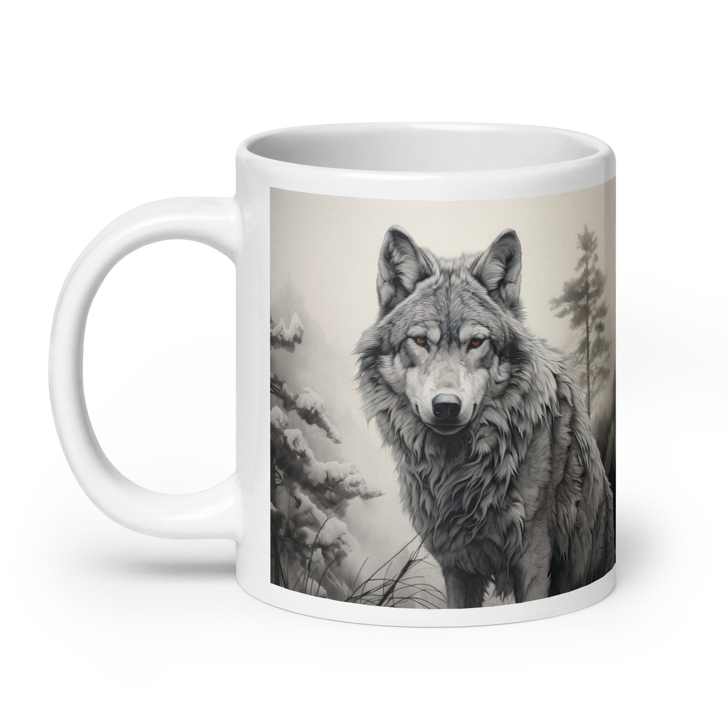 White glossy mug - Wolf 2