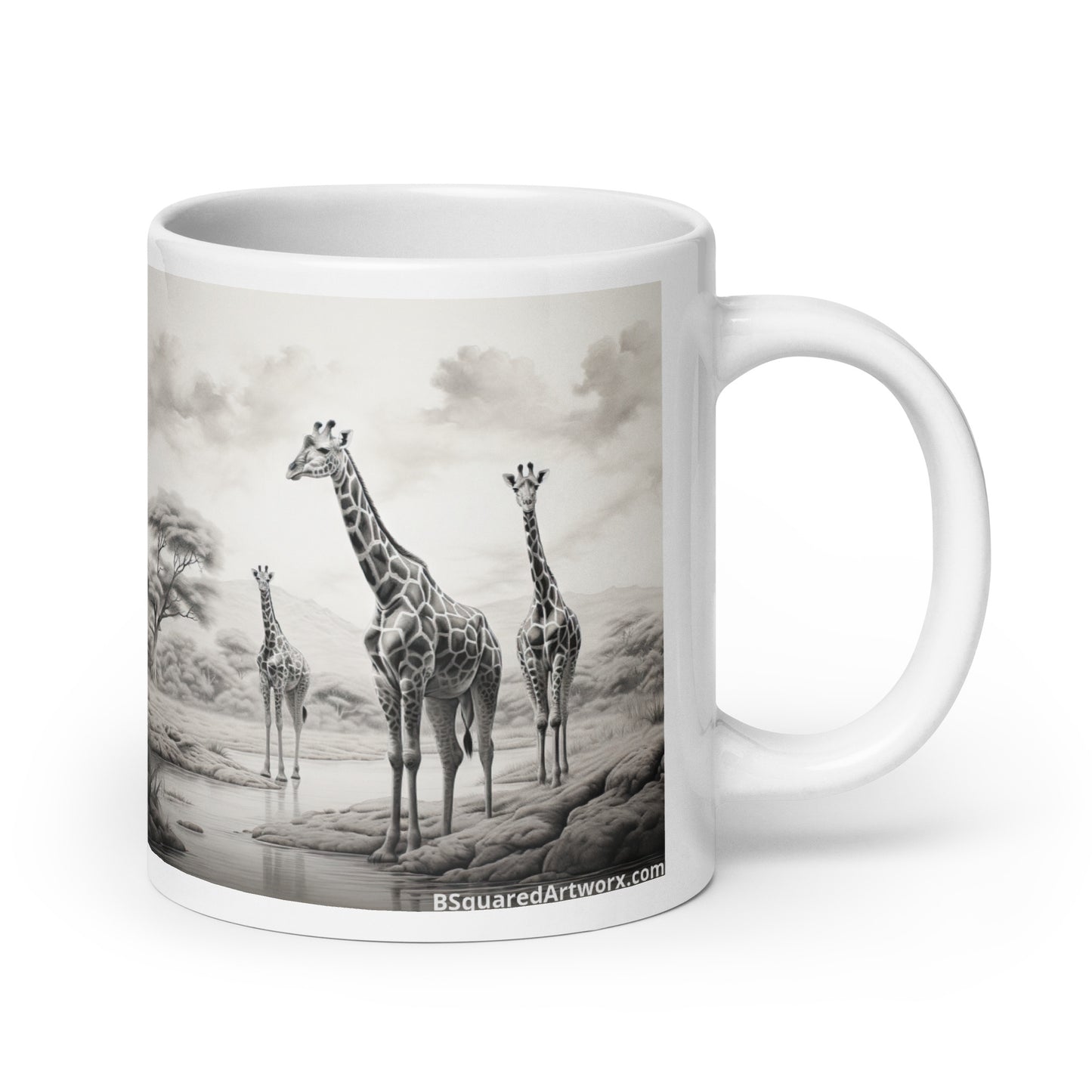 White glossy mug - Giraffe 1