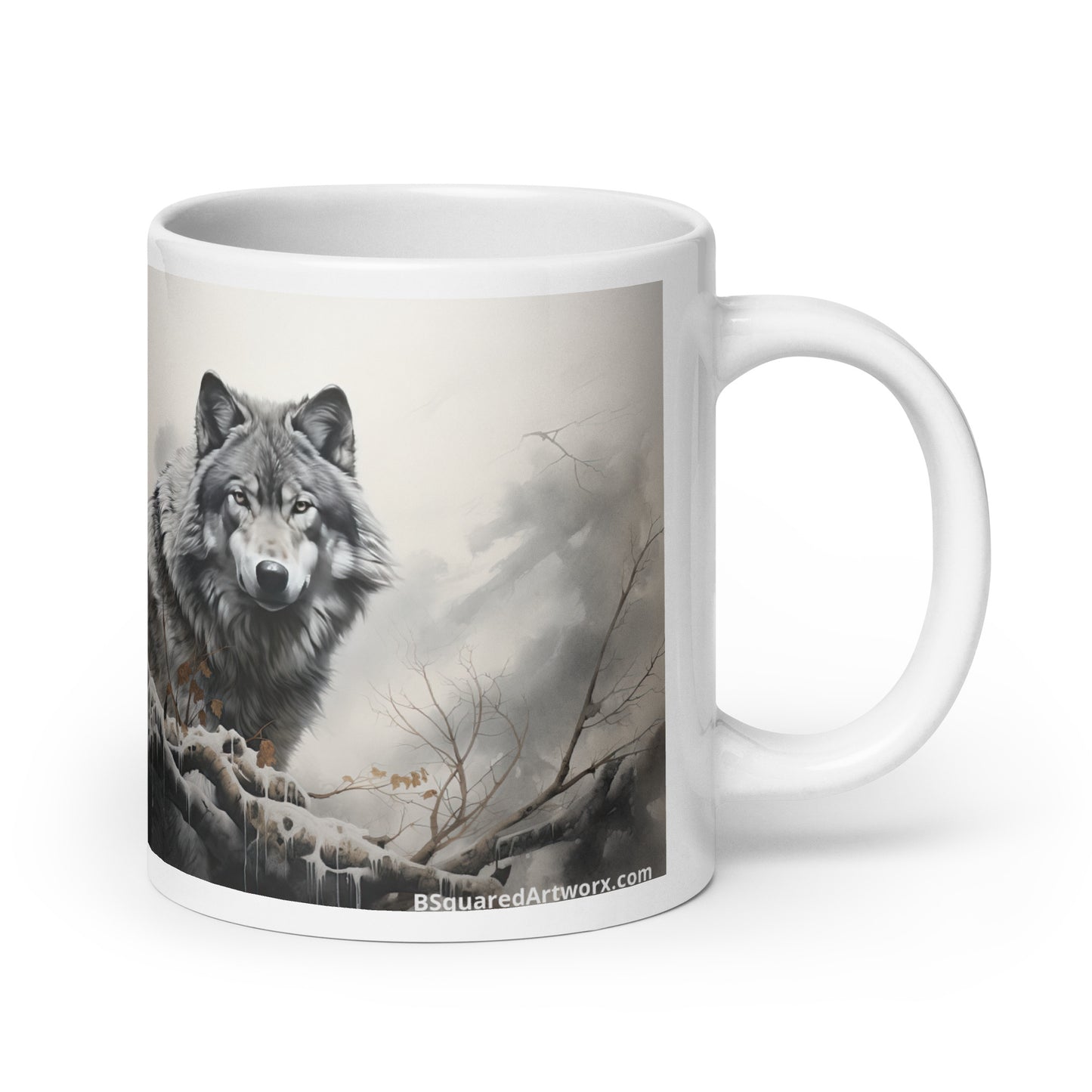 White glossy mug - Wolf 2