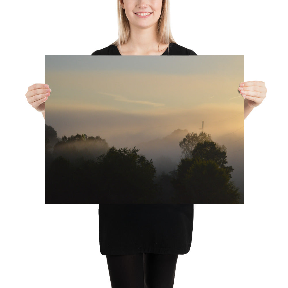 Poster - Asheville Misty Mountain Sunrise